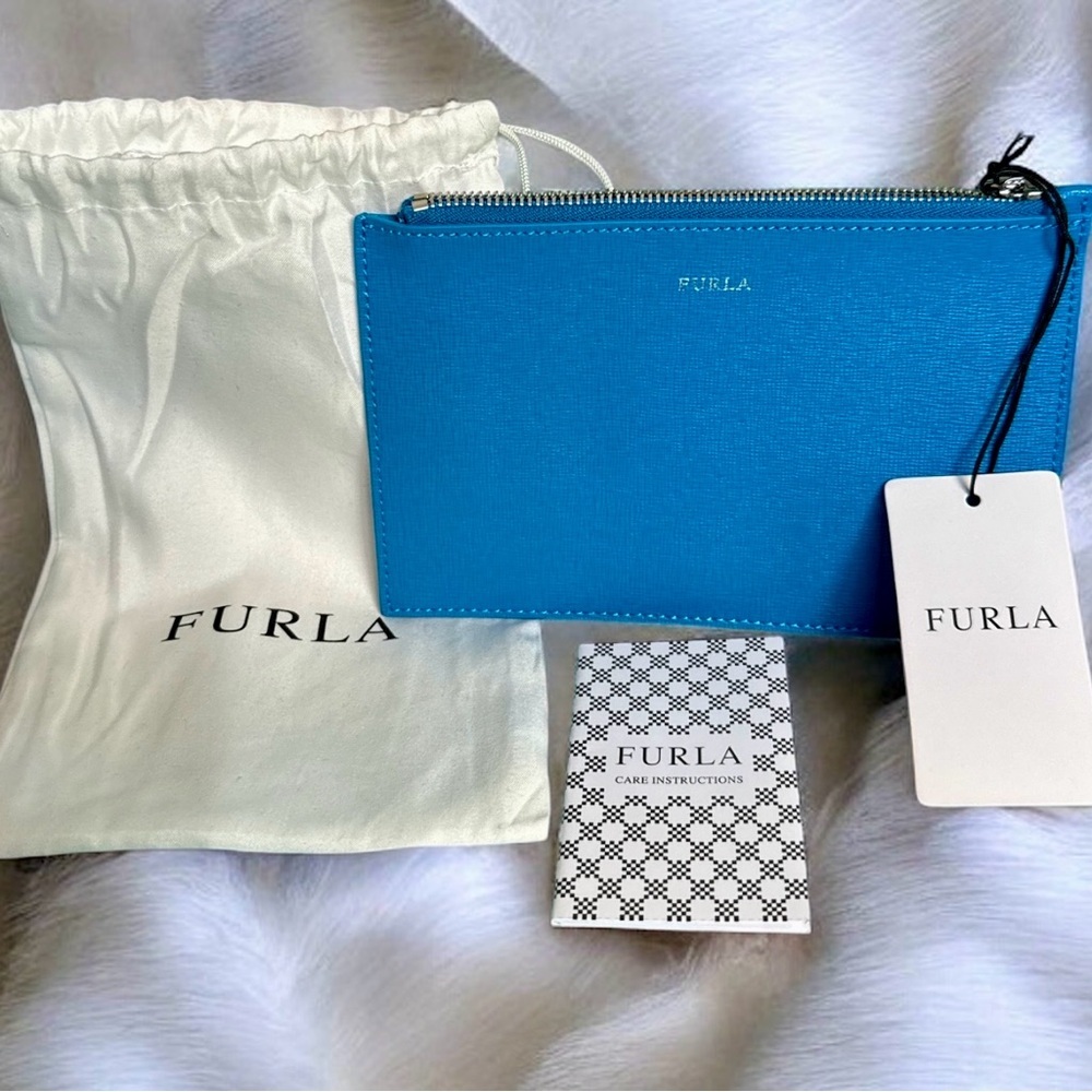 Furla Babylon Leather Envelope Pouch & Dust Bag NWT